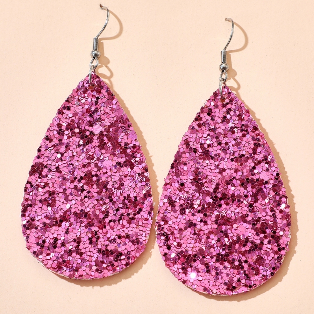 🧁5/$30- PINK Glitter drop earrings